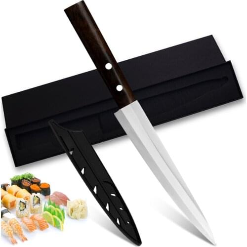 XYj Sashimi Salmon Sushi Stainless Steel Knife Chef Kitchen Knife Japanese Petty Raw Fish Filleting Knife Gift Box Case Cover