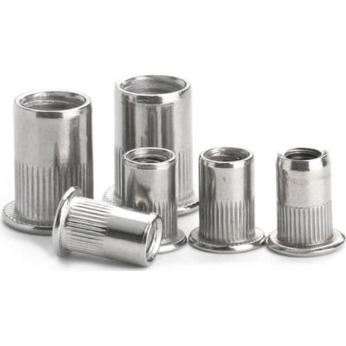 Rivet nuts M3 M4 M5 M6 M8 M10 M12 Nut 304 stainless steel Knurled Nuts rivnut flat head threaded rivet nut cap nuts insert