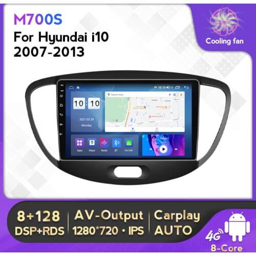 1280*720 DSP RDS 4G LTE Android 10 For HYUNDAI i10 2007 -2013 Multimedia Stereo Car DVD Player Navigation GPS Radio