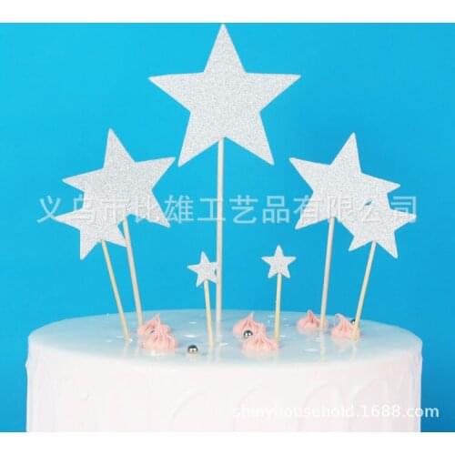 14PCs/set Bling Star Happy Birthday Cake Toppers Stars Cupcake Topper For Wedding Kids Birthday Party Supplies Cake Decoration