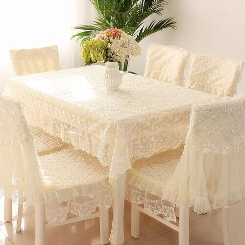2021 Europe Flowers Tablecloth Chair Cushion Yellow Hollow Lace Dustproof Table Cloth Wedding Banquet TV Cabinet Wedding Decor