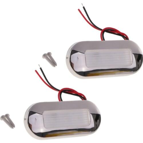 2x 3 LED Marine/Boat Oblong Oval Surface Mount Led Courtesy Light White