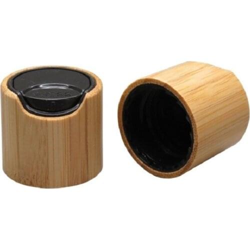 40pcs/lot 24/410 Bamboo Wooden Press Cap, DIY Cosmetic Black Lotion Lid, Bamboo Makeup Tools, 24mm Bamboo Cosmetic Cream Cover