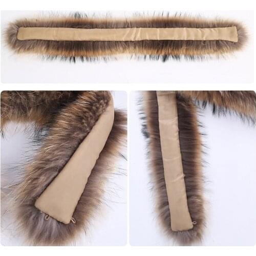 70CM Natural Real Raccoon Fur material for Collar Scarf Genuine Fur Scarves decorate
