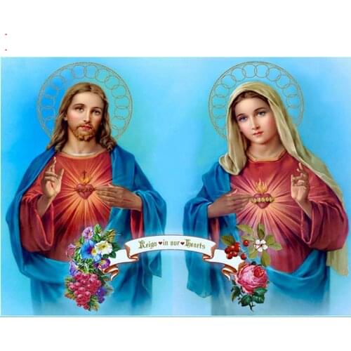 5D DIY Diamond Embroidery Jesus and the Virgin Mary Full Square Round Diamond Painting Cross Stitch Kit Mosaic Home Decoration