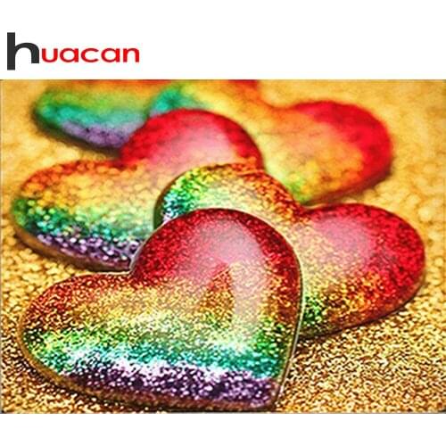 Huacan Diamond Painting Heart Rainbow Cross Stitch Wall Art Diamond Embroidery Mosaic Gift Decoration For Home