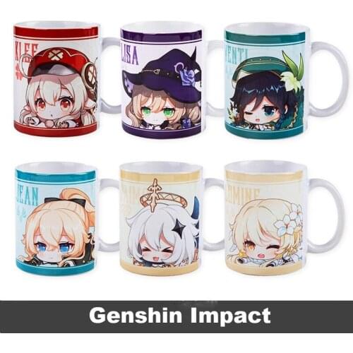 Anime Genshin Impact Paimon Venti Klee Lumine Jean Ceramic Mug Cup Cartoon Coffee Cup Water Bottle Xmas Gifts Free Shipping