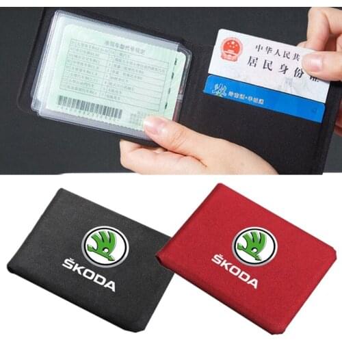 Car Drivers License Holder Clip Storage Bag Auto Accessories For Skoda Octavia A7 Tour RS Fabia Rapid Kodiaq Yeti Superb Kamiq