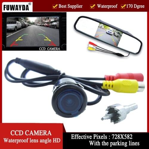 FUWAYDA Wireless Universal Car Rear View Reverse Parking Safety Assistance Camera,with 4.3 Inch rearview mirror monitor