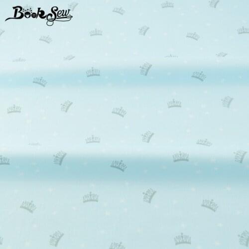 Booksew Blue 100% Cotton Twill Fabric Home Cloth Quilting Bedsheet BabySewing Patchwork Doll Craft Royal Crown Design Tissu Tela