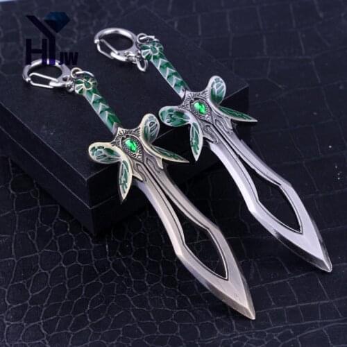 HEYu Jewelry Game Dota 2 Butterfly Sword Model Keychain Men Weapon Zinc Alloy Keyring Men Women Accessories Souvenir