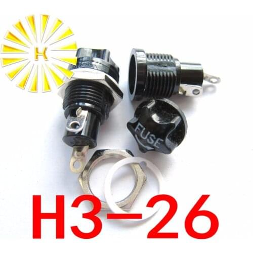 H3-26 5*20mm 10A 250V Black Fuse Holder Replace R3-26 x 100pcs