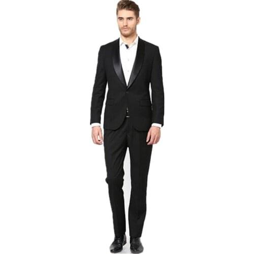 Custom Made Black Men Groom Suits Formal Business Tuxedos Wedding Suits 2 Piece Groom Suits Men Suits (Jacket+Pants)