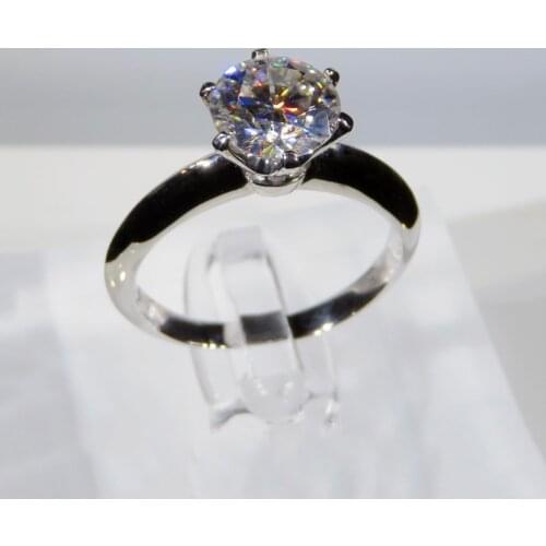 Classic 925 Sterling Silver 6 claws Moissanite Ring Brilliant Cut 1carat Test Possitive Anniversary Proposal Ring