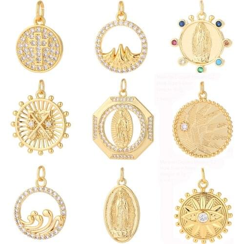 Cross Jesus Our Lady Designer Charms for Jewelry Making Gold Charm Charms Diy Earring Bracelet Necklace Copper Zircon Resin