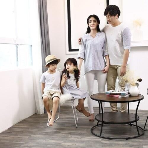 Summer Family Matching Outfits Daughter Lace Sleeveless Dress Dad Mom son Half Sleeve T-shirts Shirt Blouse Vacation Clothes E18