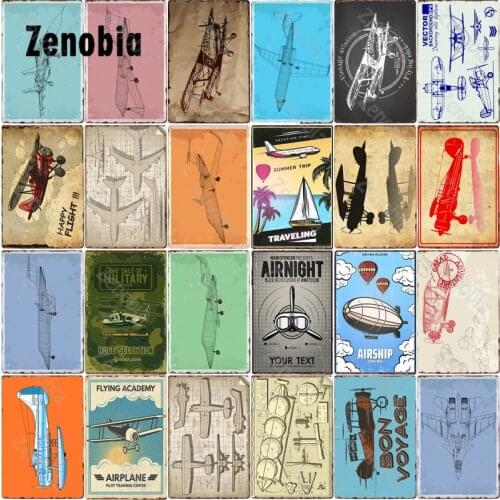 Metal Signs American Classic Airplane Fighter Tin Signs Aircraft Plane Wall Stickers Vintage Metal Posters Pub Bar Home Decor