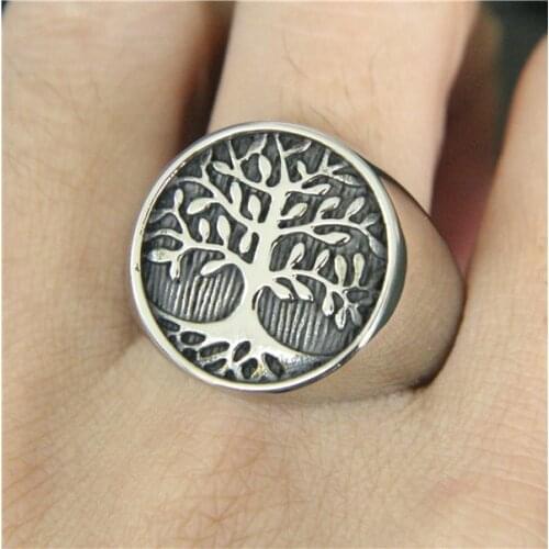 Hot Fashion Hope Tree Ring 316L Stainless Steel Cool Mens Ring Band Party Polishing Fashion Ring