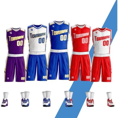 2019 New Men Basketball jerseys Sets Fashion Reversible Suit Shirt Basketball uniform Training Shorts Sportswear