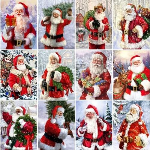 DIY Painting By Numbers Santa Claus Oil Painting Drawing On Canvas chrismas Gift Home Decoration