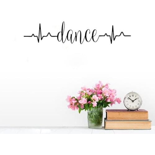 Dance Words Heartbeat Wall Sticker Vinyl Home Decor For Girls Room Bedroom Dance Studio Decoration Art Murals Decal Poster