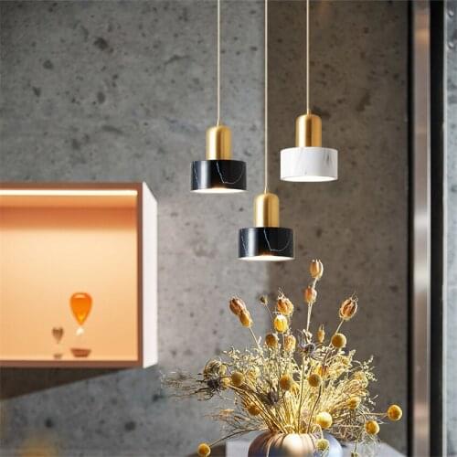 Nordic marble brass pendant lights bedroom bedside luxury bathroom full copper chandelier modern dining room lamps LED lighting