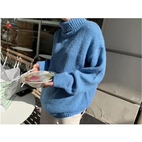 New 2020 Autumn Winter Women Sweaters Pullovers Turtleneck Solid Knitted Korean Oversize Casual Knitwear CL439