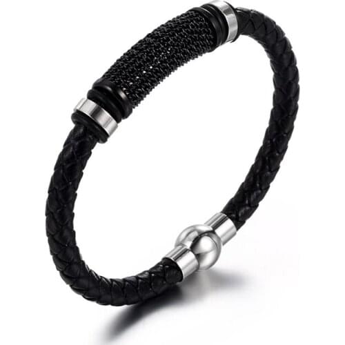 New Style! 2021 Latest Popular Leather Vintage Black Bracelet For Gentleman Charm Jewelry Order 10pcs Free Shipping