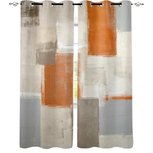 Orange Paint Graffiti Abstract Window Curtain Living Room Kitchen Curtain Panel Blackout Curtains for Bedroom