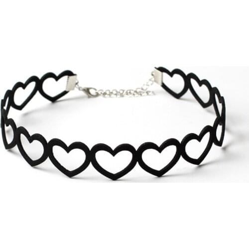 Retro Black Flannelette Heart Choker Necklace Gothic Womens Short Fashion Accessories Wedding Party Jewelry Gift