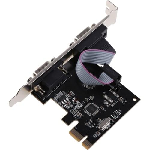 PCIe Dual Serial Expansion Card Chip AX99100 2 Port Industrial DB9 COM RS232 Converter Adapter Controller for Desktop PC