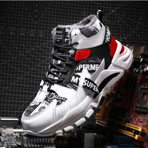 Luxury designer autumn new mens shoes cotton shoes high-top trend to keep warm winter plus velvet shoes Пара обуви trendy shoes