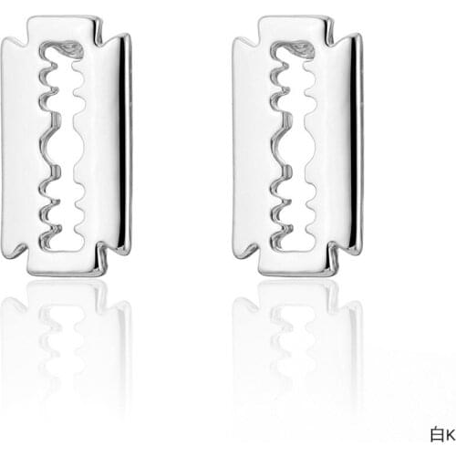 Gold Rose Gold Silver Color Cute Stud Earrings 2019 Punk Razor Blade Earing Fashion Jewelry For Men Women Best Friend Gifts