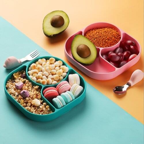 Silicone baby feeding suction plates Cartoon baby self-feeding bowl BPA Free