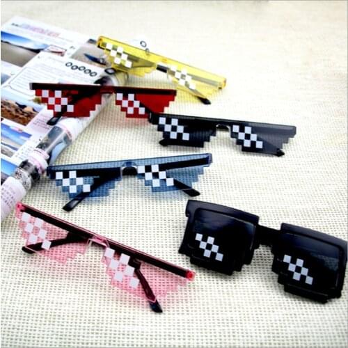 Thug Life Mosaic Glasses Sunglasses Men Women 8 Bit Coding Pixel Trendy Cool Super Party Funny Vintage Shades Eyewear