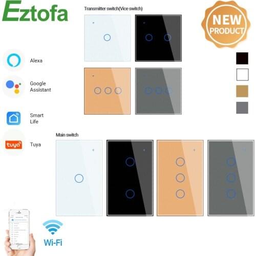 WiFi Smart Light Switch RF433 Transmitter Switch Smart Life Tuya App Control Works with Alexa Google Home EU US 2/3 Way
