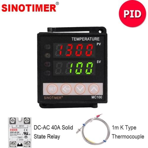 Universal Input Digital PID Temperature Controller Regulator SSR Output with K Thermocouple and SSR 40A for Heating Cooling
