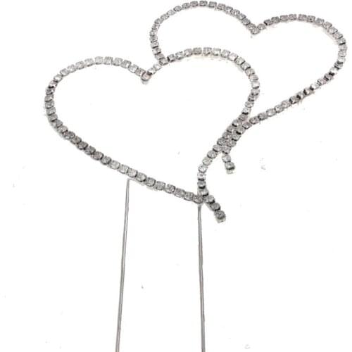Rhinestone Heart Shape Cake Toppers for Wedding Decor Engagement Jewelry For Funny Wedding Party Decoration Hapy Birthday Candle