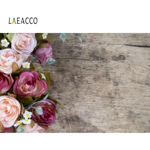 Laeacco Vinyl Wood Flowers Backdrops Photography Spring Petals Doll Pet Cake Smash Portrait Photo Background For Photo Studio