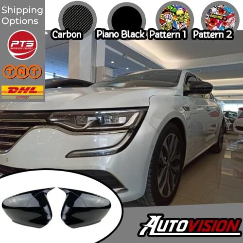 Mirror Cover For Renault Talisman 2015 2016 2017 2018 2019 2020 Accessory Bright Black BATMAN Case CAR Shields