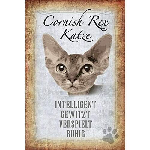 Vintage Retro Metal Plaque Cornish Rex Cat Cat Theme Metal Tin Sign 8x12 Inch Home Kitchen Travel Decor Retro Tin Sign