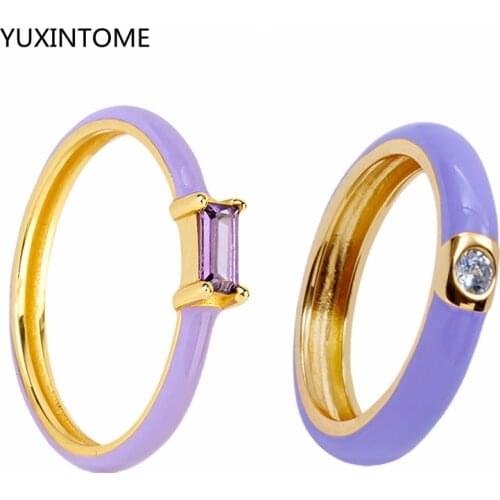 1PC Candy Neon Color Enamel Rings for Women 4 Claws Design Dripping Oil With Shiny Cubic Zirconia Wedding Engagement Rings