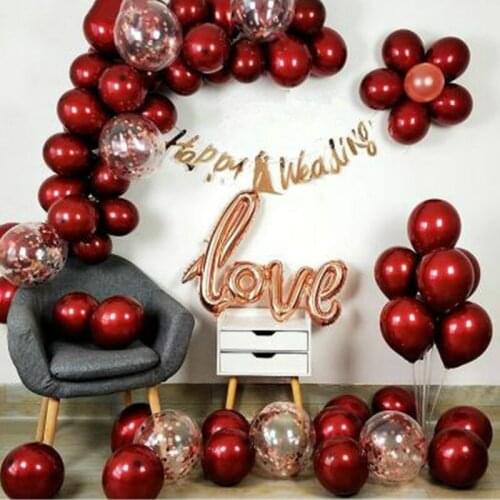 100pcs 10inch Double Ruby Red Balloon Double-deck Wedding Romantic Confession Decor Birthday Helium Ballons Gifts