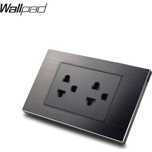 118*72mm US Socket Wallpad L3 Black Aluminum Frame Double US Universal Wall Electric Socket
