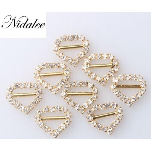 14mm 3/5" Gold Rhinestone Embellishment DIY Accessories Decoration Buckle For Wedding Invitations Card For Ribbon