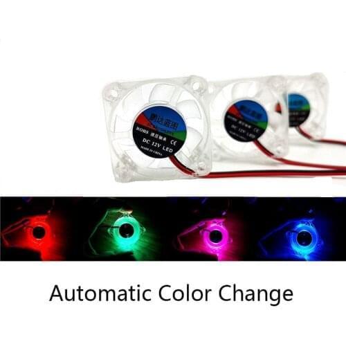 2pcs 4010 40x40x10mm DC 5v 12v 24v Cooling Fan Automatic Color Change Transparent LED Iight Emitting Hydraulic Bearing 2pin