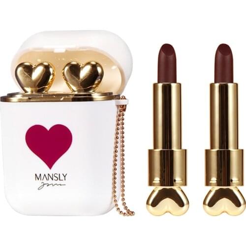 2Pcs/set Matte Lipstick Lasting Creative Headset Styling Easy To Carry Lipstick Show White Lip Makeup Cosmetic Beauty For Studen