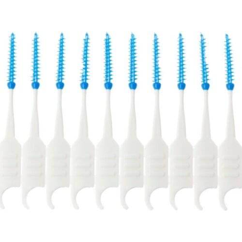 20pcs Double Floss Head Hygiene Silicone Interdental Brush Toothpick Teeth Cleaning New