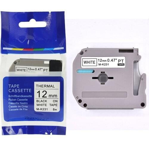20pcs MK-231 Black on White 12mm compatible M tape label catridge M-K231 MK231 M231 M K231