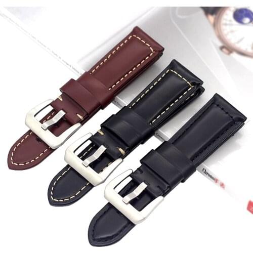 24MM Genuine Leather Watchbands For PAM PAM111 PAM441 PAM438 Watch Straps bands Mens Cow Leather Watch Bracelets Accessories